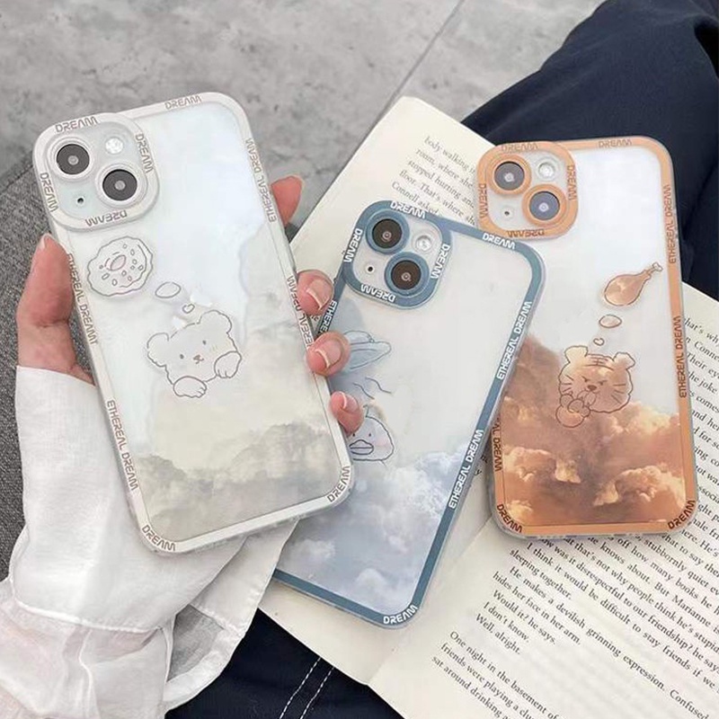 Ốp Điện Thoại Silicon Mềm Trong Suốt Hình Gấu Đám Mây Dễ Thương Cho IPhone 13/12 Pro Max Case/11/ XS/ XR/ X/ 8/ 7/ 6S/ Plus Mini