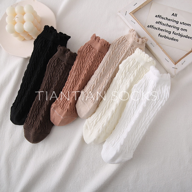 TIAN TIAN T178 Vớ Ren Cotton Cổ Thấp Phong Cách Học Sinh Nhật Bản Dễ Thương Thời Trang Xuân Hè Cho Nữ
