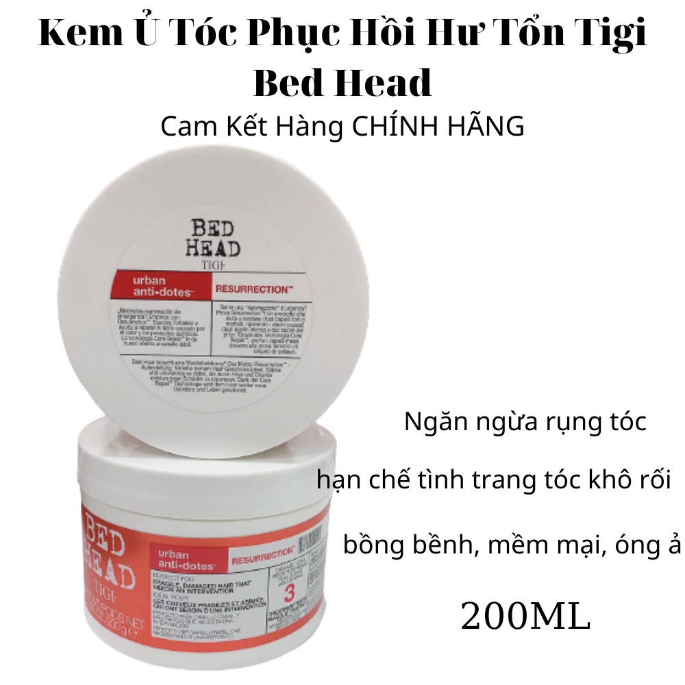 [TIGI] Hấp dầu / Mặt Nạ Dưỡng Tái Sinh Tigi Bed Head Resurrection Treatment Mask 200ML chính hãng