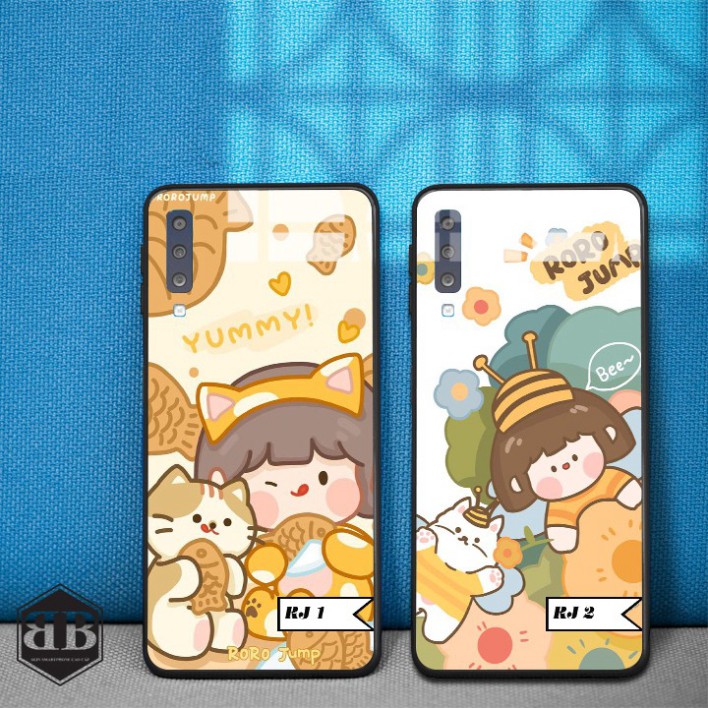 Ốp lưng kính cường lực Samsung Galaxy A7 2018 hình in nữ tính