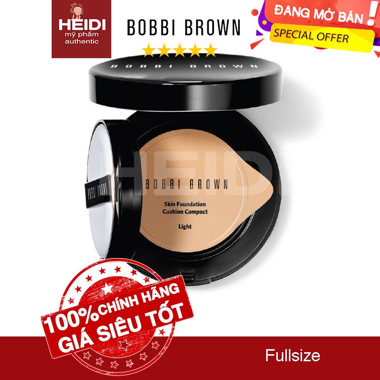 Phấn Nền Kiềm Dầu Lâu Trôi Bobbi Brown SPF 50 PA+++ Light Skin Longwear Weightless Foundation Full Cover Cushion Compact | BigBuy360 - bigbuy360.vn