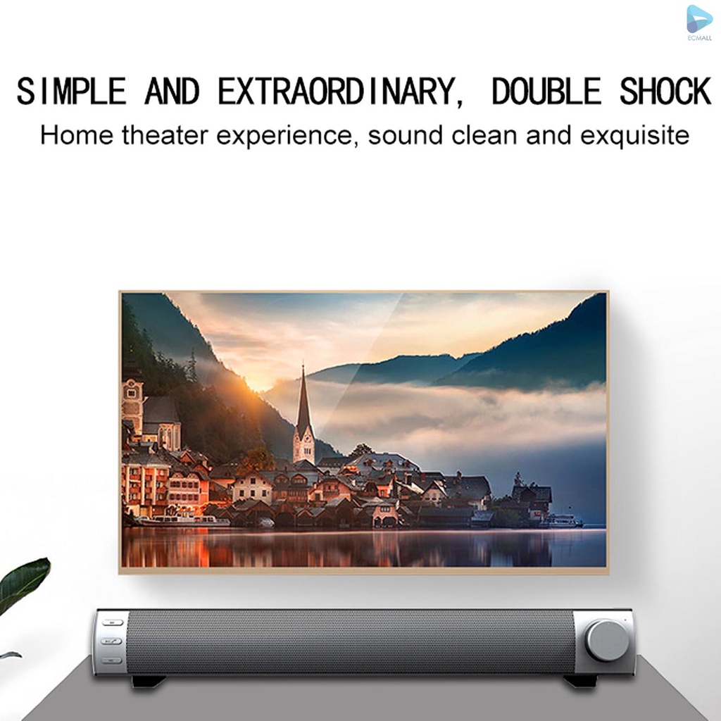 Wireless Bluetooth Speaker 10W Soundbar Home Theater Deep Bass Sound Bar AUX IN TF Card Music Playback Hands-free with Mic Built-in 2200mAh Battery