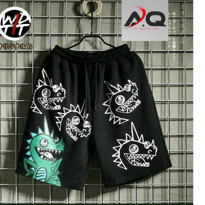 Quần short chất nỉ KHỦNG LONG mềm mịn Quần đùi chất nỉ da cá Nam nữ đều mặc được Co Giãn 4 Chiều Hoạ Tiết