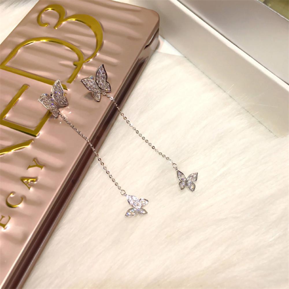 Khuyên Tai Dáng Dài Hình Bướm Đính Ngọc Trai Và Đá Zircon H7R7