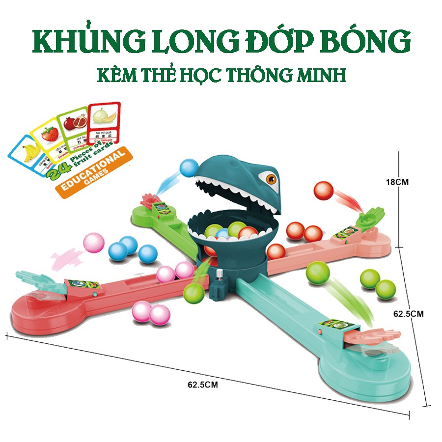 Trò Chơi Bóng Rổ Mini Hình Khủng Long Bắt Bóng Cho Trẻ Trên 3 Tuổi Kèm Thẻ Học Thông Minh