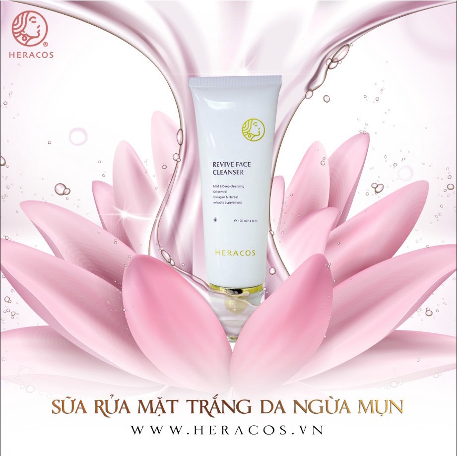[+QUA 90k]Sữa rửa mặt làm sạch HERACOS REVIVE FACE CLEANSER trắng da ngừa mụn ít bọt không gây khô da. | BigBuy360 - bigbuy360.vn