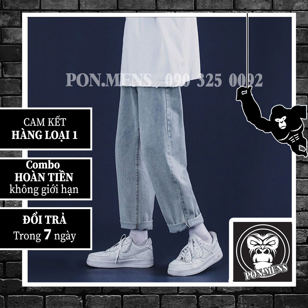[xả kho lẻ size] Quần jean nam nữ ống suông rộng màu xanh ghi nhạt hàn quốc 927 Pon.mens | BigBuy360 - bigbuy360.vn
