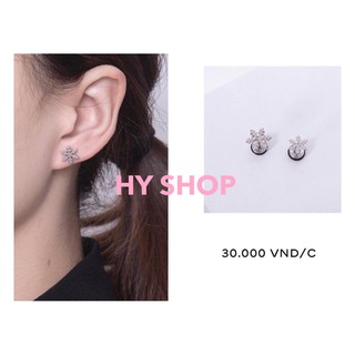 bông tai titan thép y tế hình bông tuyết lớn không dị ứng