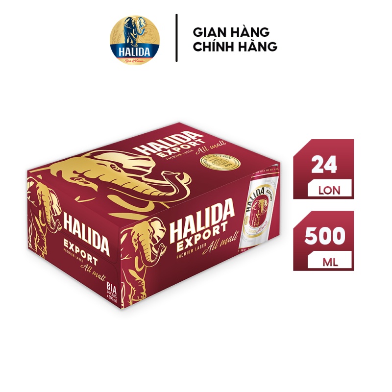 Thùng 24 lon bia Halida Export All Malt (24x500ml)