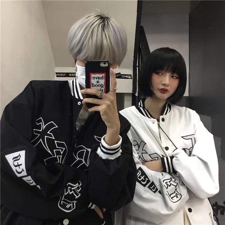Áo khoác bóng chày dáng rộng phong cách Hip hop thời trang mùa thu dành cho cặp đôi