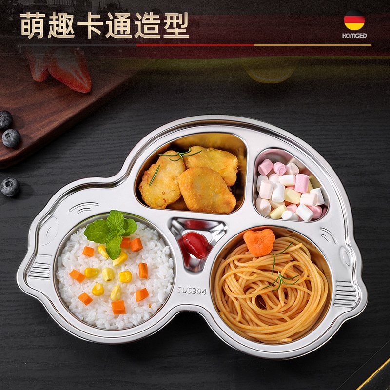 Khay đựng thức ăn bằng thép không gỉ 304 kiểu dáng hoạt hình tùy chọn xinh xắn dành cho bé
