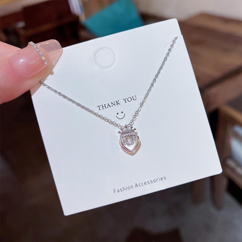 XiaoboACC Dây Chuyền Thép Titan Mặt Vương Miện Đính Đá Zircon - 38CM+6CM