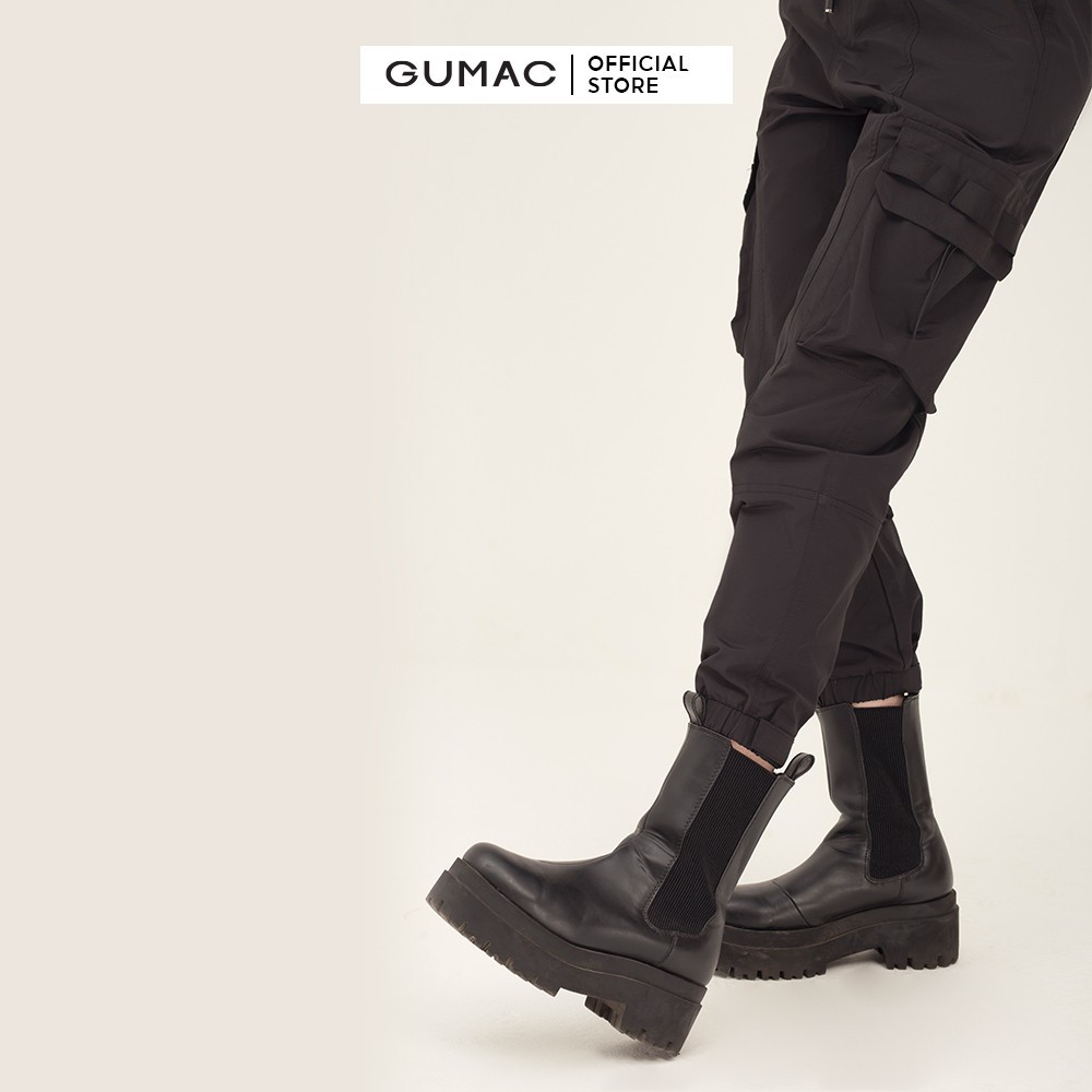 jean Quần Jogger nữ phối túi GUMAC phong cách hàn quốc màu đen đủ size QB369