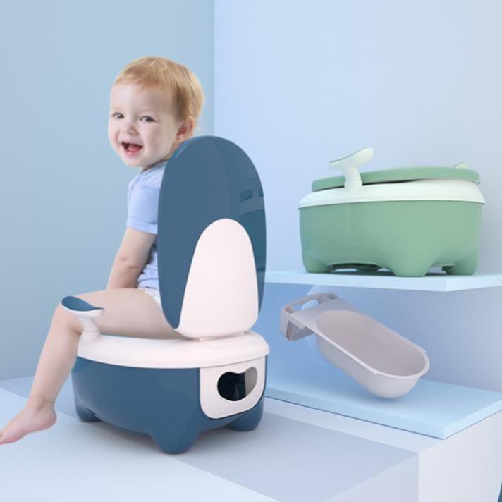 Bô vệ sinh cho bé cao cấp BABY TOILET, bô trẻ em hình thú có khay hứng vệ sinh tháo lắp dễ dàng