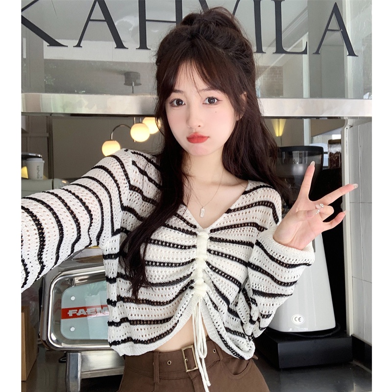 NRVP Áo Sweater Dệt Kim Dài Tay Thiết Kế Mới Thời Trang Theo Phong Cách Hàn Quốc Cho Nữ