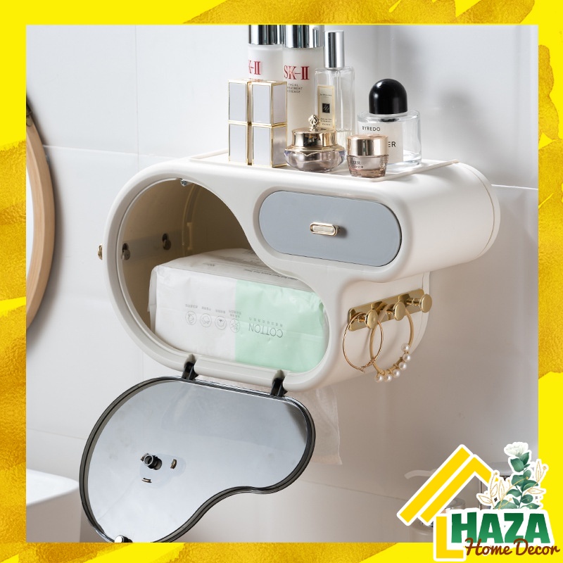 Hộp đựng giấy vệ sinh treo tường hình mây, tủ mây nhựa, tủ nhựa dán tường siêu chắc [Haza Home Decor - MÃ HKG04