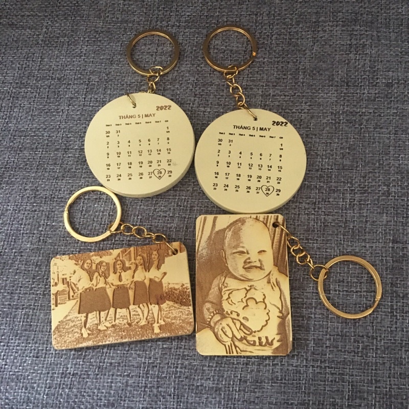 Móc khoá gỗ khắc hình ảnh - Quà tặng theo yêu cầu