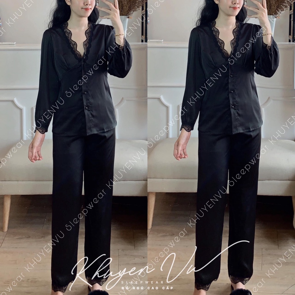 Set Pijama Lụa Dài Tay Tiểu Thư - Bộ Mặc Nhà Sang Chảnh Nhẹ Nhàng- Lụa Quảng Châu Cao Cấp CA002 | BigBuy360 - bigbuy360.vn