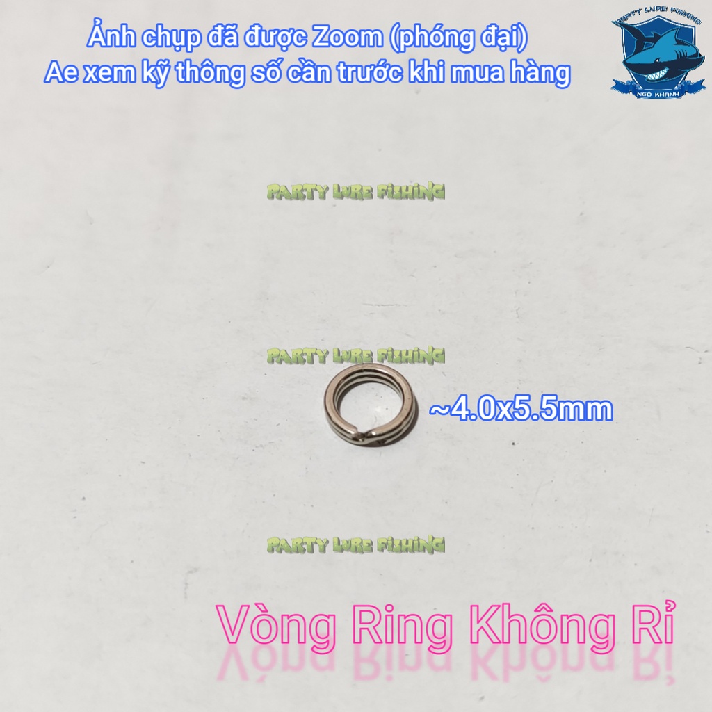 Khoen - Ring tròn lắp lưỡi mồi lure - Chất liệu thép trắng siêu cứng, không rỉ sét