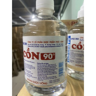 Cồn 90 độ  Phúc Vinh chai 500ml (rửa tay, vệ sinh dụng cụ, bề mặt,...)