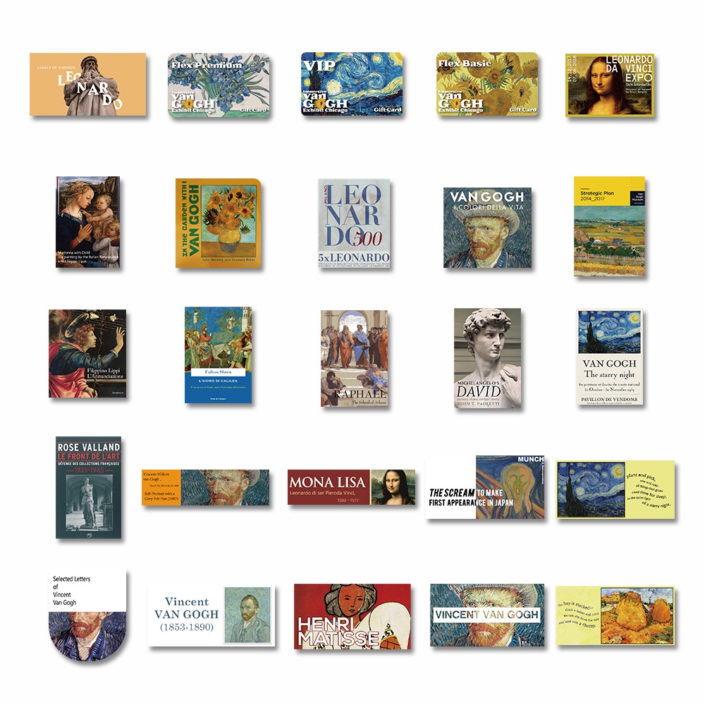 Set 50 miếng dán trang trí laptop hành lý in hình tranh vẽ nghệ thuật