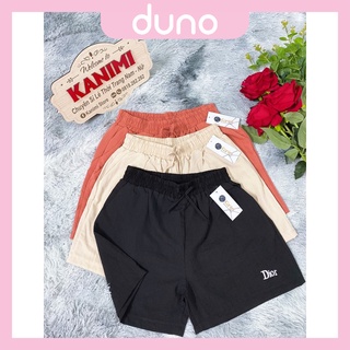 Quần short đũi_quần sooc đùi đũi thêu Dior Duno cạp chun siêu Hot
