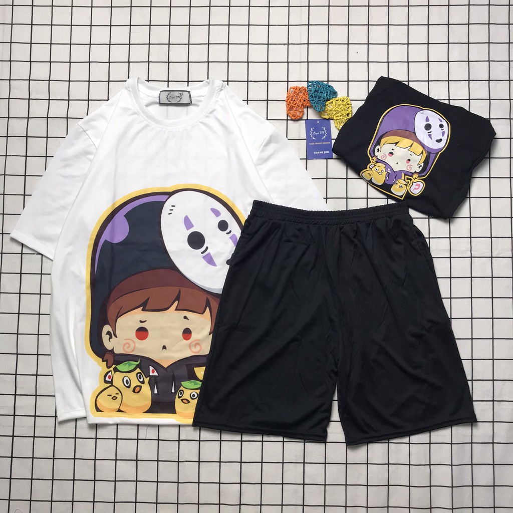Đồ Bộ Nam Nữ Hoạt Hình Unisex Cậu Bé Vô Diện Lapi VN, Set Cartoon, Freesize, Thun Cotton, Tay Lỡ