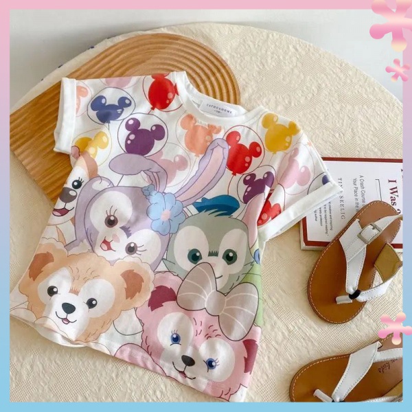 Áo Thun Tay Ngắn In Họa Tiết Hoạt Hình Dễ Thương Phong Cách Phương Tây Thời Trang Mùa Hè Cho Bé Gái