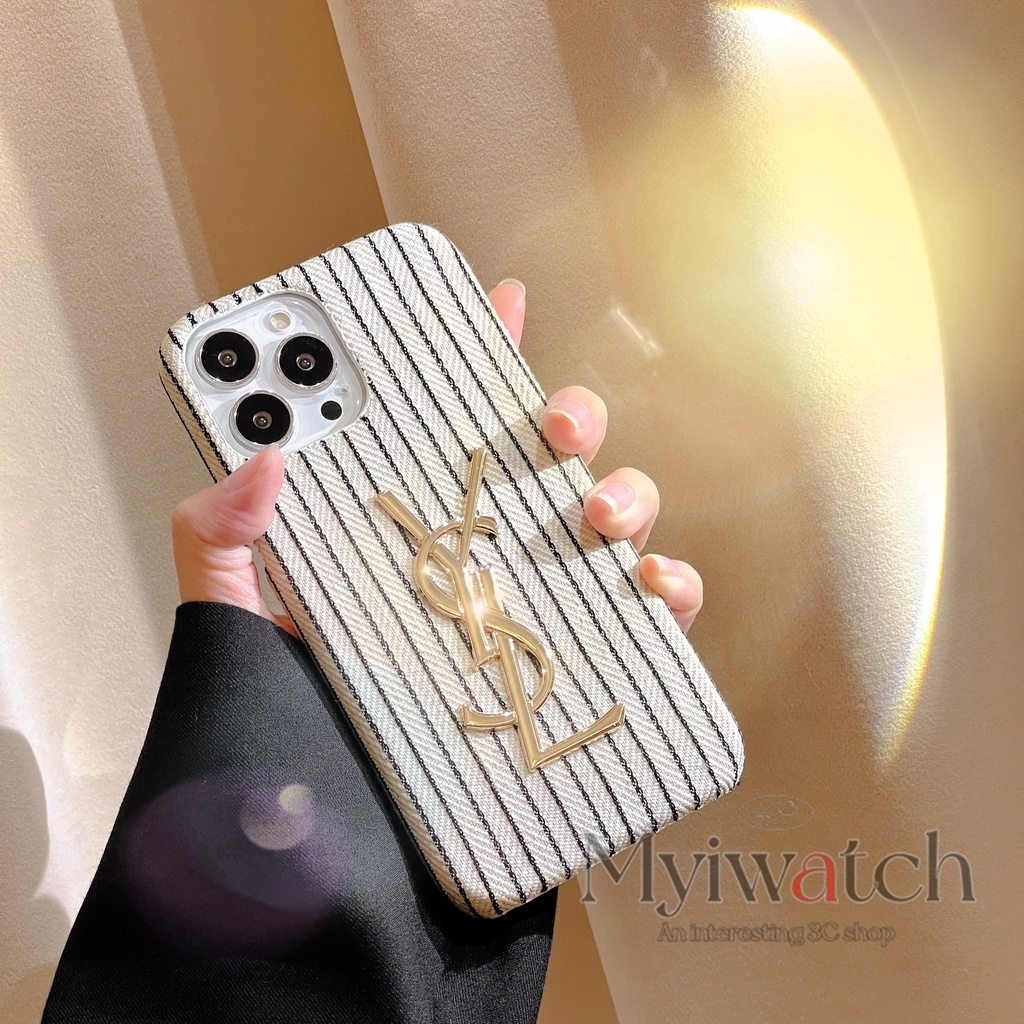 Ốp Điện Thoại Vải Canvas In Hình Logo Kim Loại Đơn Giản Thời Trang Chống Rơi Cho iphone 13 Pro Max 12 Pro Max