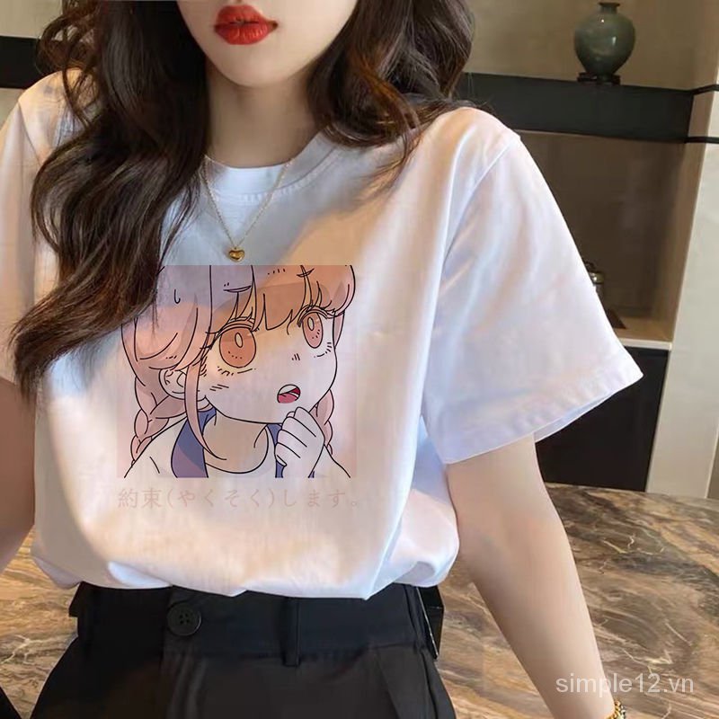 Áo Thun Nữ Ngắn Tay Cổ Tròn Thời Trang Hàn 2021