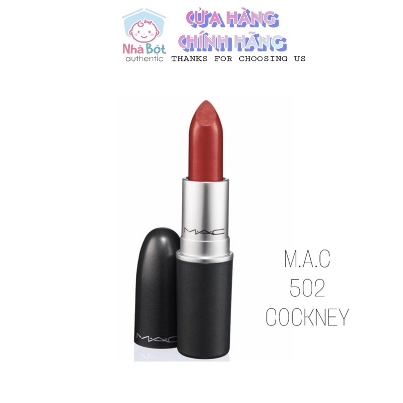 Son MAC Lustre Lipstick 502 Cockney Màu Đỏ Hồng Full box