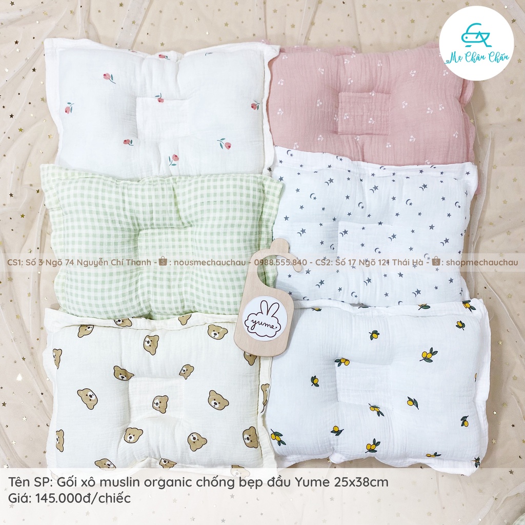 [FULL] Gối Xô Muslin Organic Chống Bẹp Đầu Yume Kích Thước 25*38cm ( Hàng Cao Cấp)