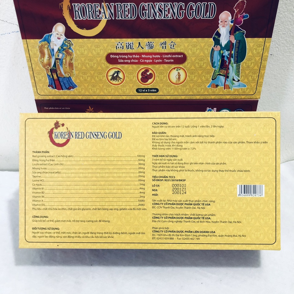 Viên bổ K.o.r.ean R.e.d G.i.n.seng Gold Giúp Bồi Bổ Cơ Thể, Ăn Ngủ Ngon, Cho Người Suy Nhược Cơ Thể - Hộp 60 Viên
