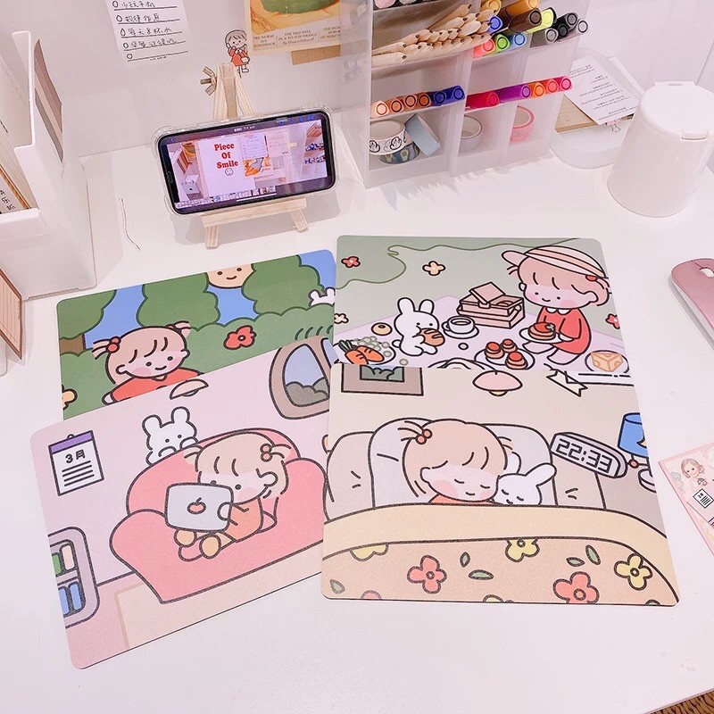 Miếng lót chuột, mouse pad hình em bé mái ngố cute