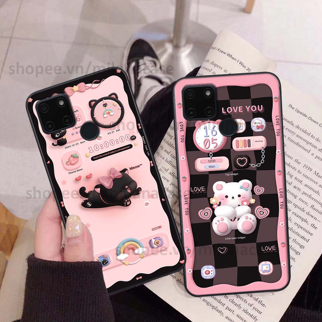 Ốp Realme C20 / C21Y hình đồng hồ icon gấu mèo cute cực dễ thương ngộ nghĩnh