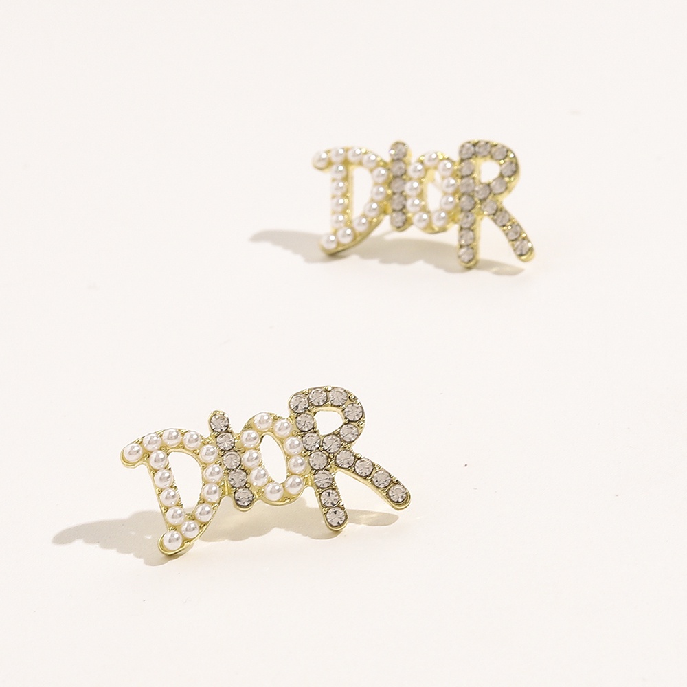 Khuyên Tai Tròn Bằng Thép Titan In Logo Dior Thời Trang Cho Nữ