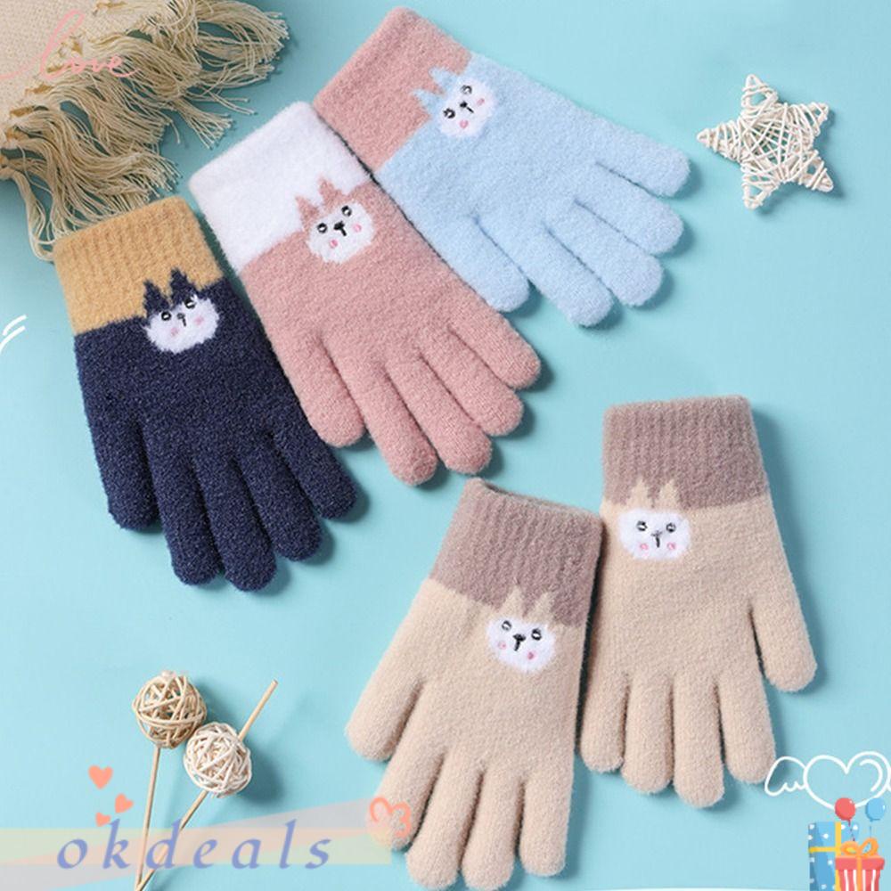 Găng Tay Lái Xe Dệt Kim In Hoạt Hình Dễ Thương Cho Nữ