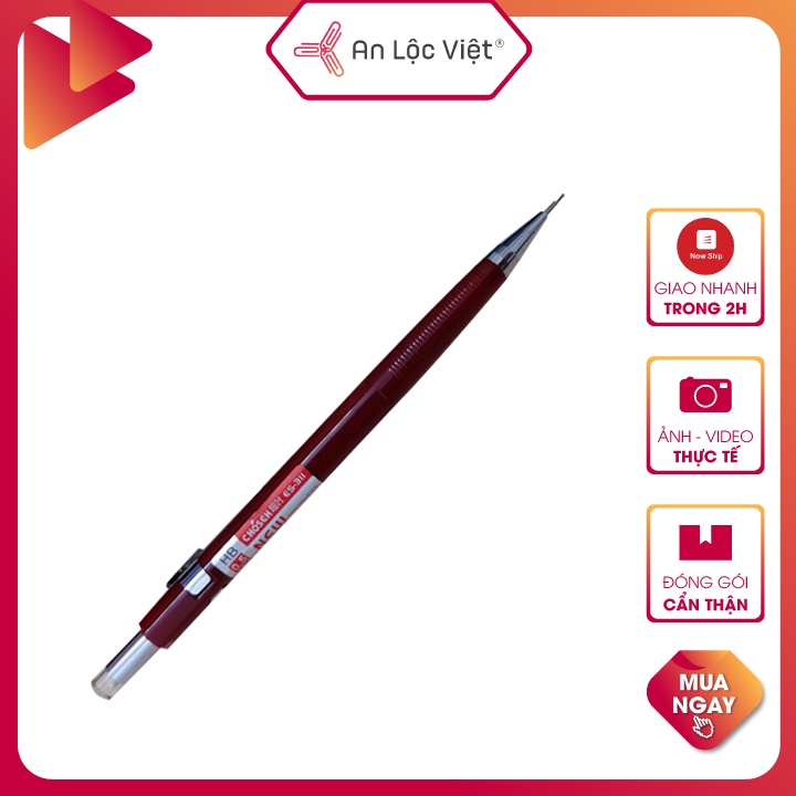 Bút chì bấm 2B CS 311 0,5mm thiết kế với phần thân nhỏ gọn, sang trọng, hiện đại cho cảm giác cầm nắm thoải mái