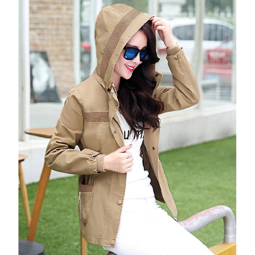 ÁO KHOÁC Nữ Kaki Thời Trang Kèm Mũ Bền Đẹp TCK28081
