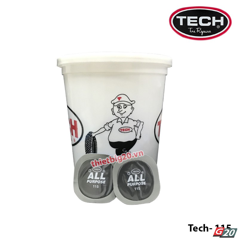 Hộp 100 Miếng Vá Đa Năng Săm Và Lốp Ô Tô, Xe Máy Tech 115 (Vuông, 45mm)