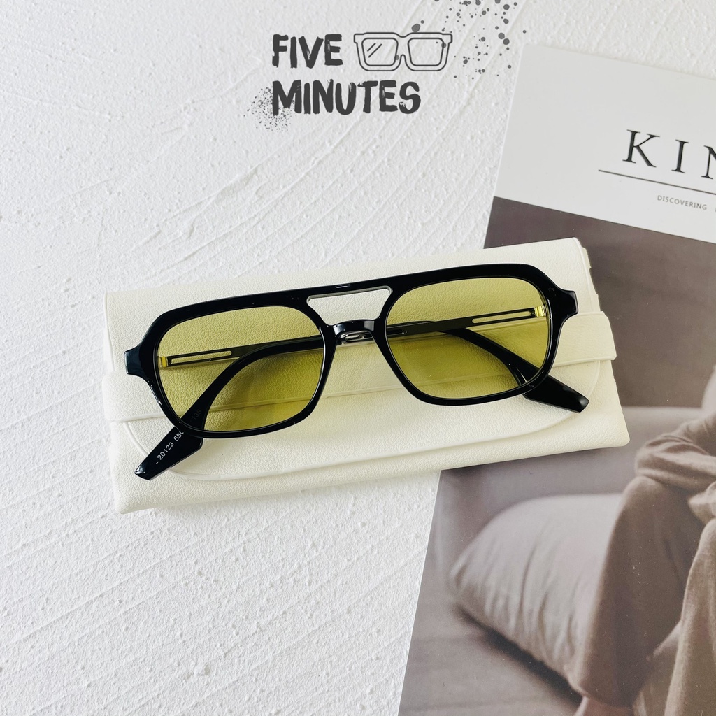 Gọng kính râm nam nữ, kim loại chắc chắn viền mắt nhựa dẻo mắt ngang nhiều màu Fiveminutes Unisex Nam nữ
