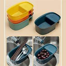 Khay nhựa BẦU DỤC treo bồn rửa bát có lưới lọc rác đa năng sắc màu, rổ nhựa đựng rác treo bồn rửa chén Homeshopping24h