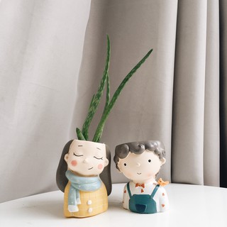 Chậu Cây Đất Sét Nhật hình ChiBi