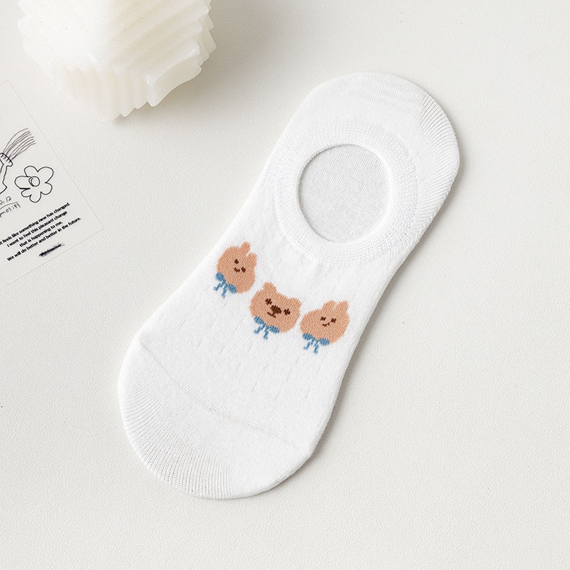 Vớ Mắt Cá Chân Ngắn Mỏng In Họa Tiết Gấu Nhỏ Dễ Thương Thời Trang Xuân Hè Phong Cách Nhật Bản Cho Nữ Sinh