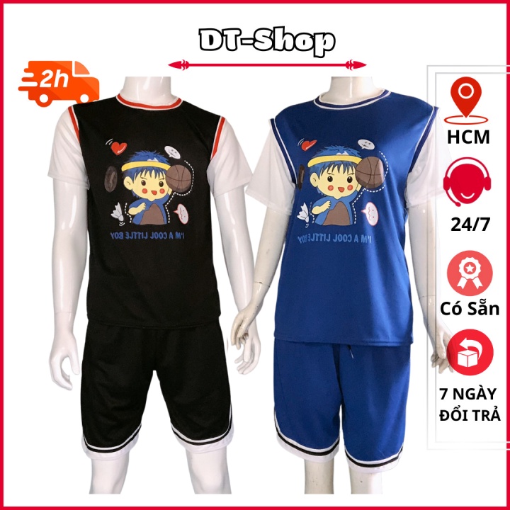 set đồ nam Little Boy chất thun lưới mè đủ size từ 35 - 70kg phong cách trẻ trung