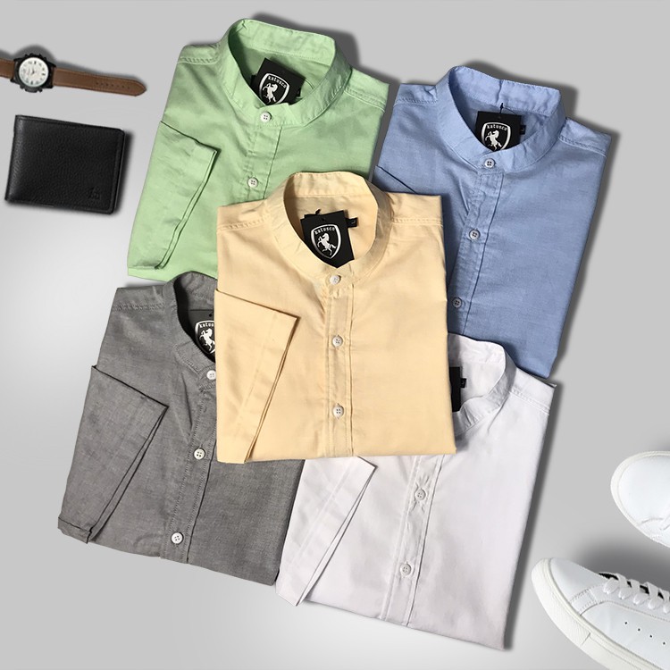 [Mã FAMALLT5 giảm 15% đơn 150K] Áo Sơ Mi Nam Vải Oxford Ngắn Tay Cổ Tàu KATUSCO - A2008 | BigBuy360 - bigbuy360.vn