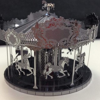 MÔ HÌNH 3D KIM LOẠI LẮP RÁP VÒNG QUAY NGỰA GỖ - HÀNG NHẬP KHẨU