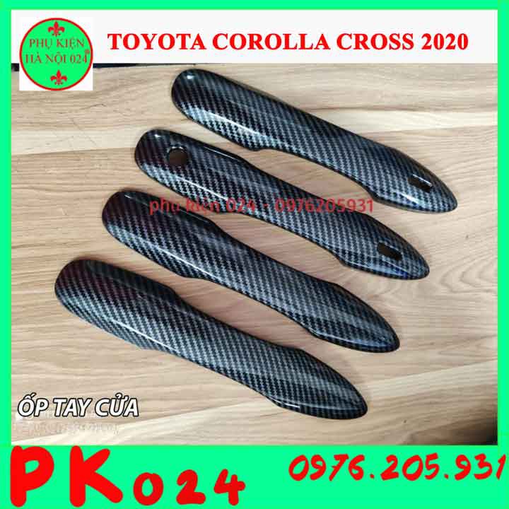 [Corolla Cross 2020] Bộ Ốp Tay Nắm  Hõm Cửa Ô Tô Corolla Cross 2020 Vân Cacbon