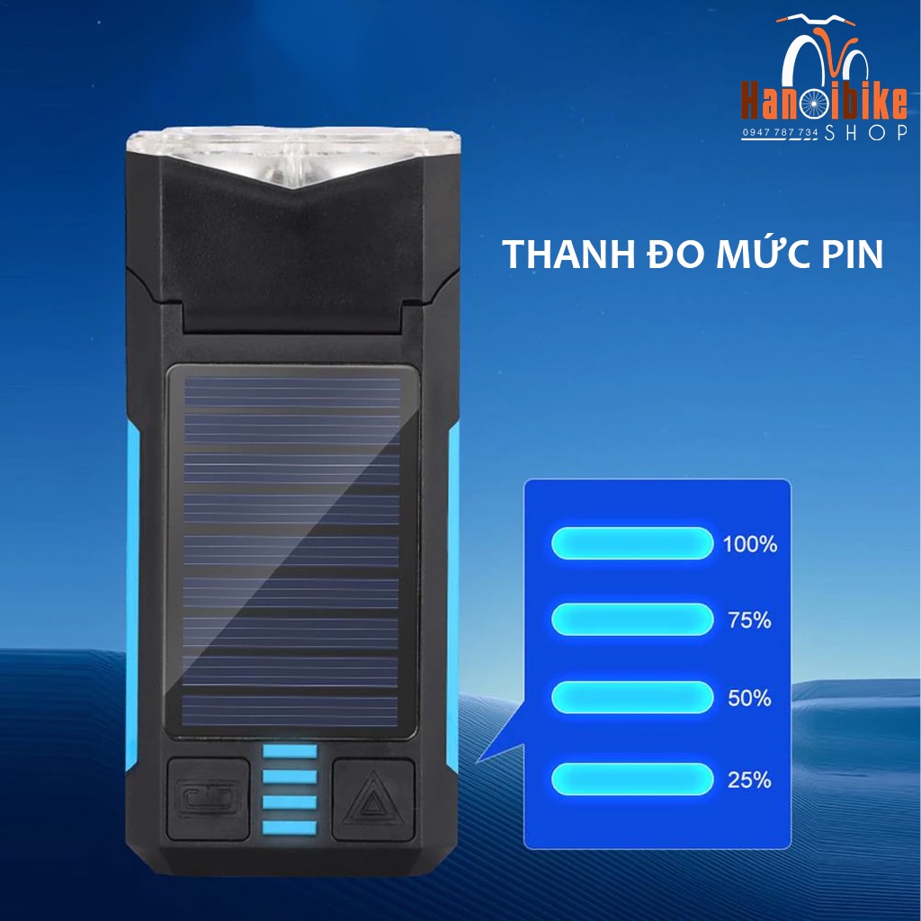 Đèn còi xe đạp chống nước sạc bằng năng lượng mặt trời