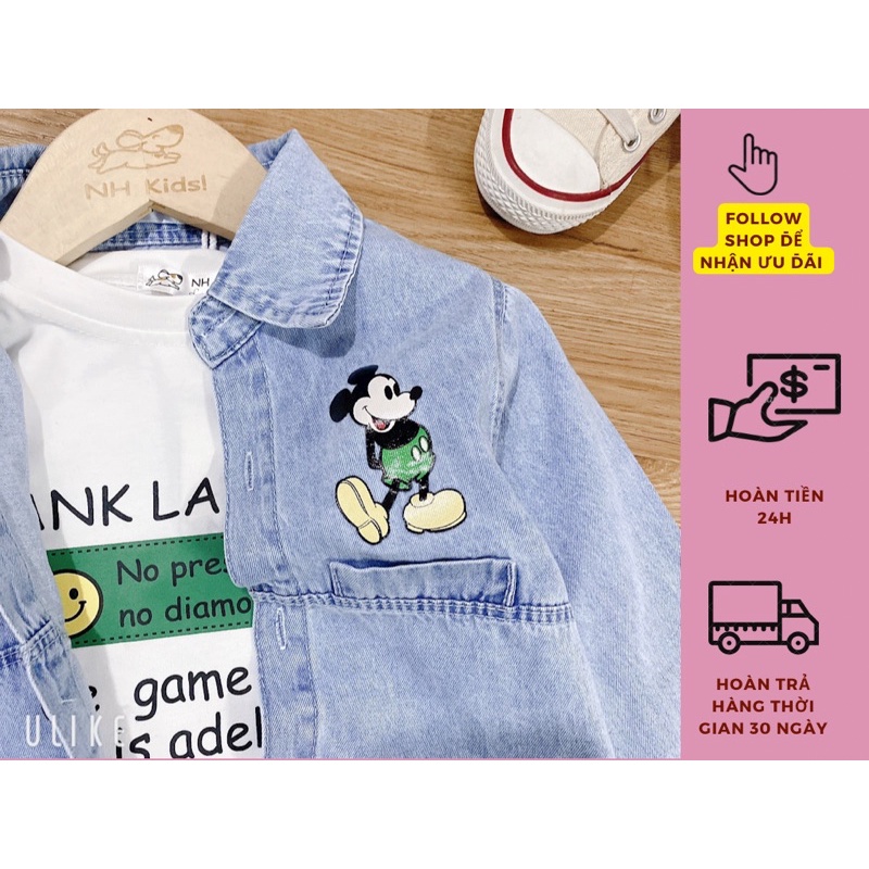 (set 3 chi tiết ) bộ quần áo bé trai , quần áo dài tay bé trai phong cách hàn quốc , áo bò , quần kaki